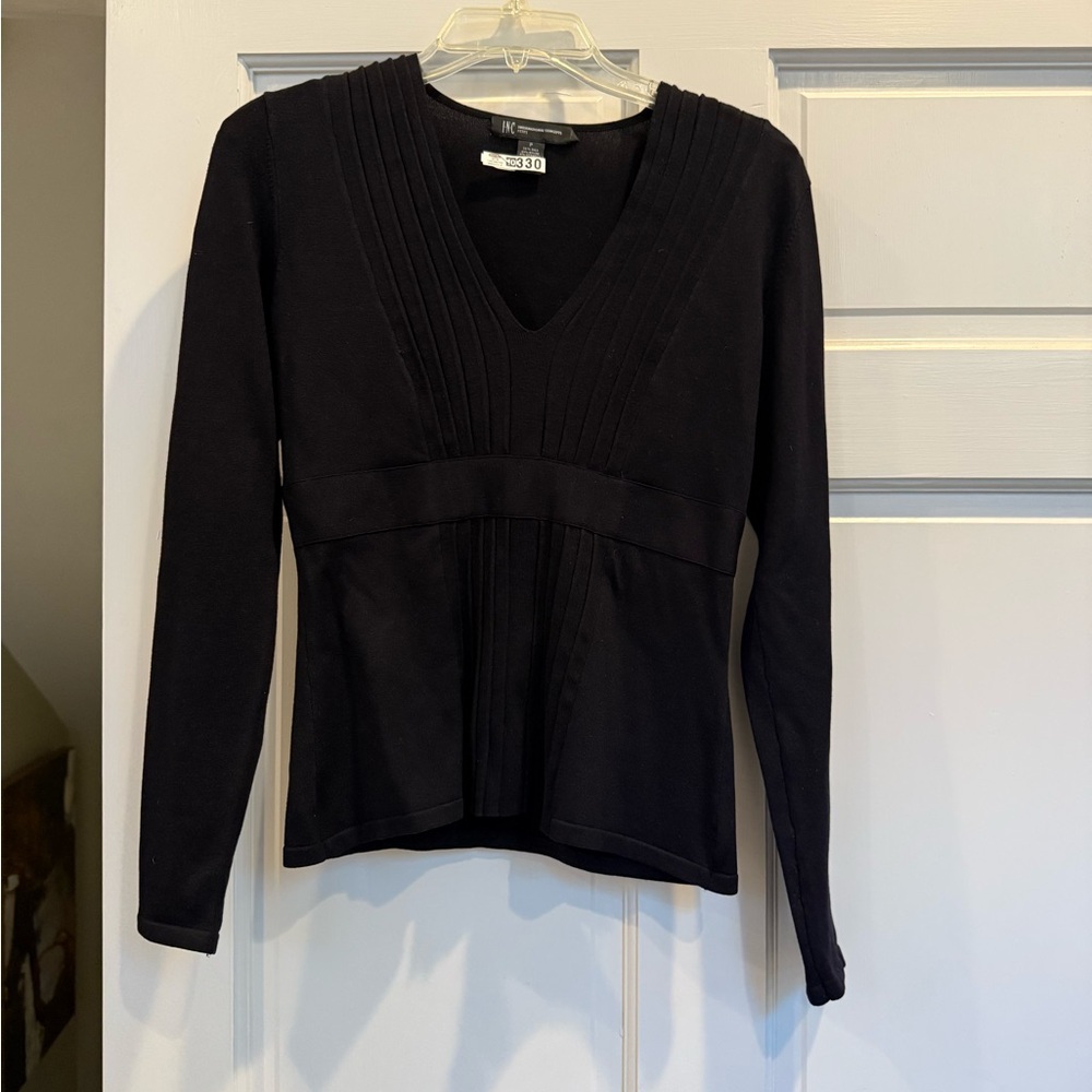 INC International Concepts Black Silk Blend Top